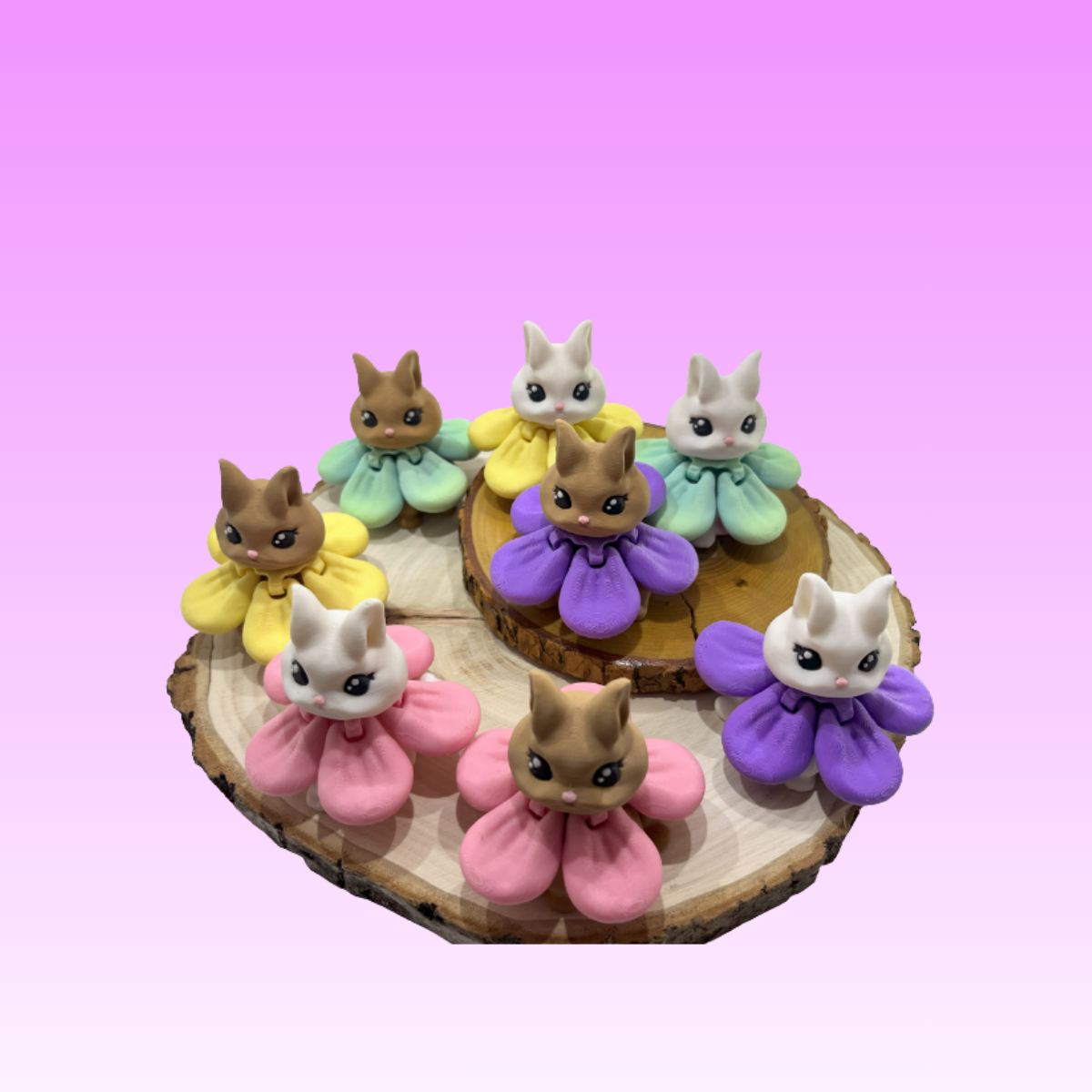 Cute Bunny Flower Figure – 3D Printed Animal Toy & Gift