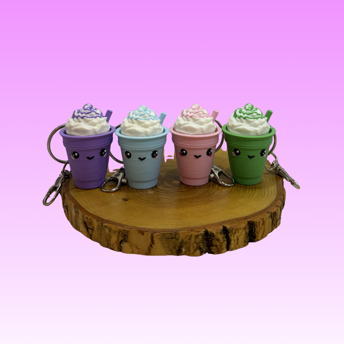 Kawaii Whipped Cup Clicker Keychain