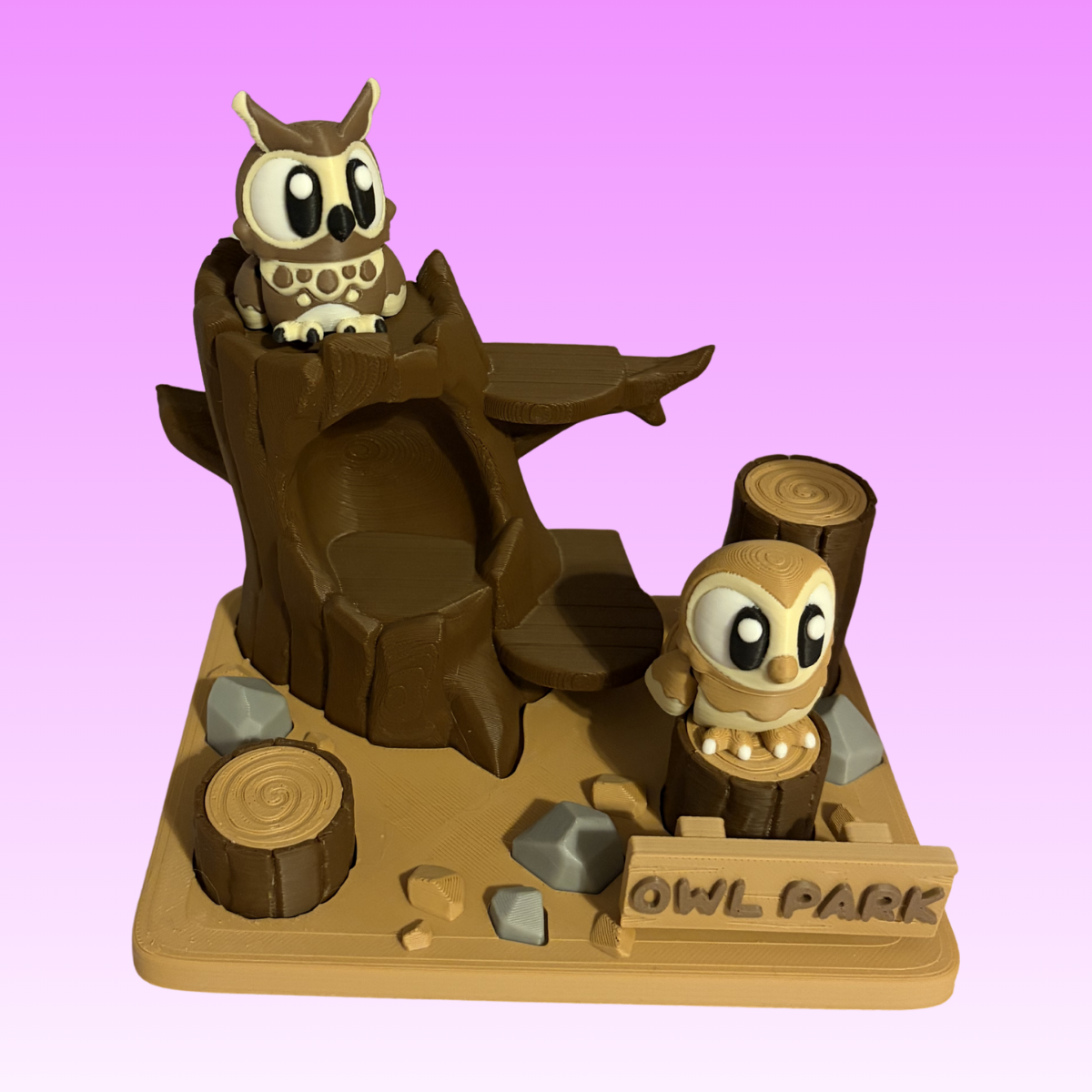 Owl Park – 3D Printed Owl Scene Collectible Decor